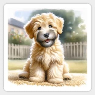 Watercolor Puppies Soft Coated Wheaten Terrier - Cute Puppy Sticker